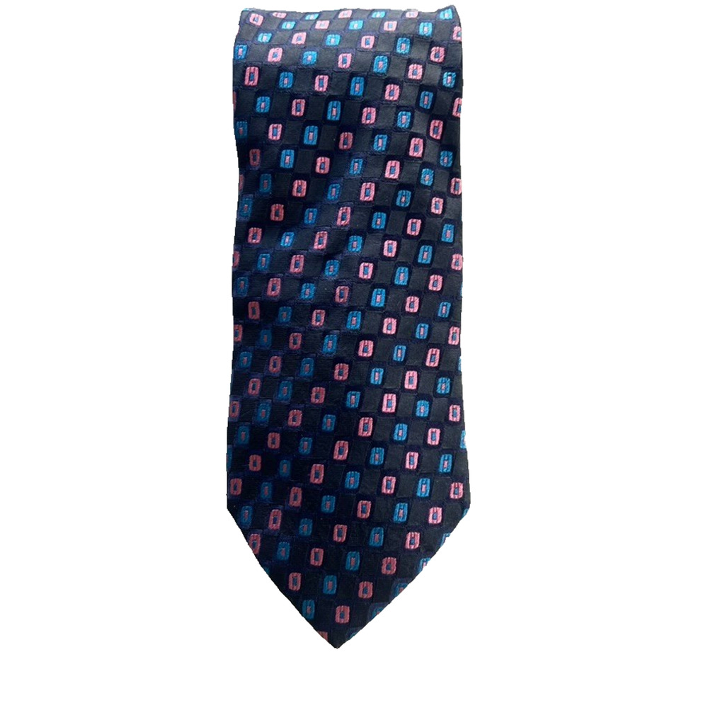 Paul Smith Necktie Men's Square Geometric Blue And Pink Silk England Designer